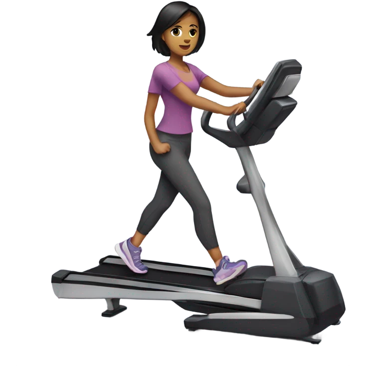 Girl with short dark hair on crosstrainer. emoji