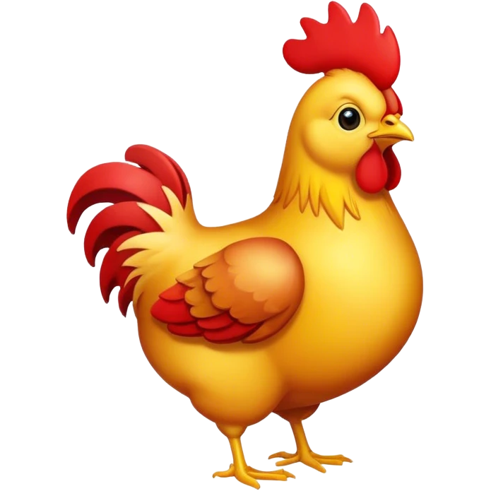 Poule rouge et jaune emoji