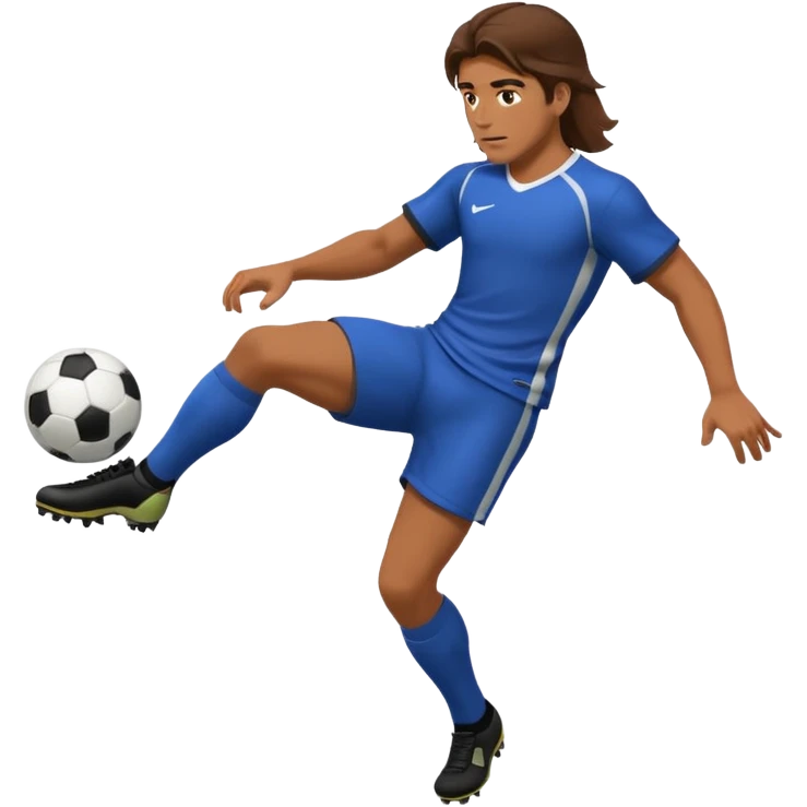 Long Haired Football Players, Male player with long hair kicking ball emoji