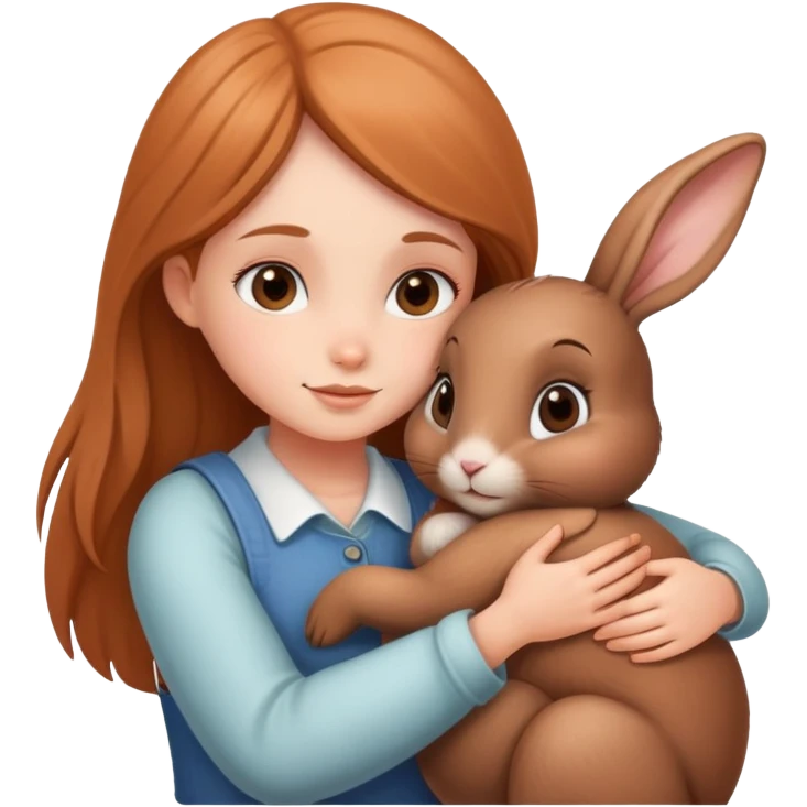 Chanterelle hugs a brown bunny emoji