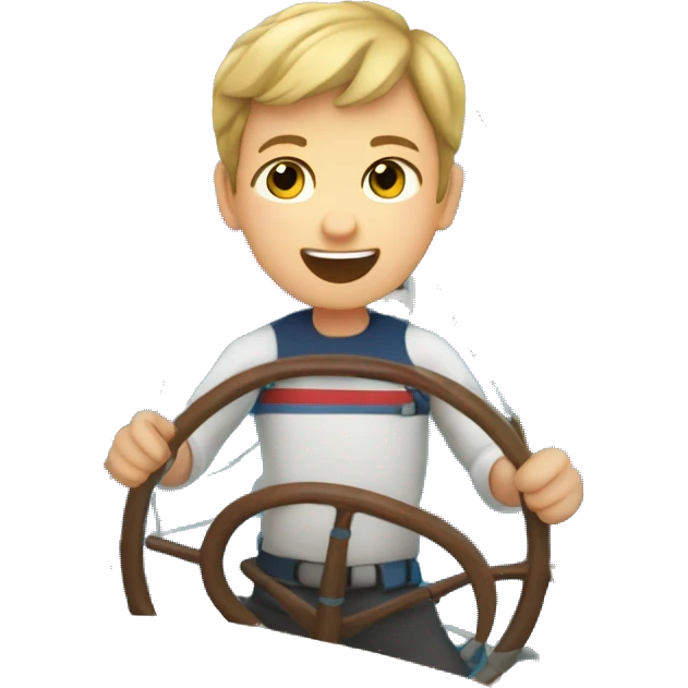 little boy sailing in an optimist sailing boat emoji