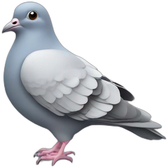 Pigeon playing on a computer emoji