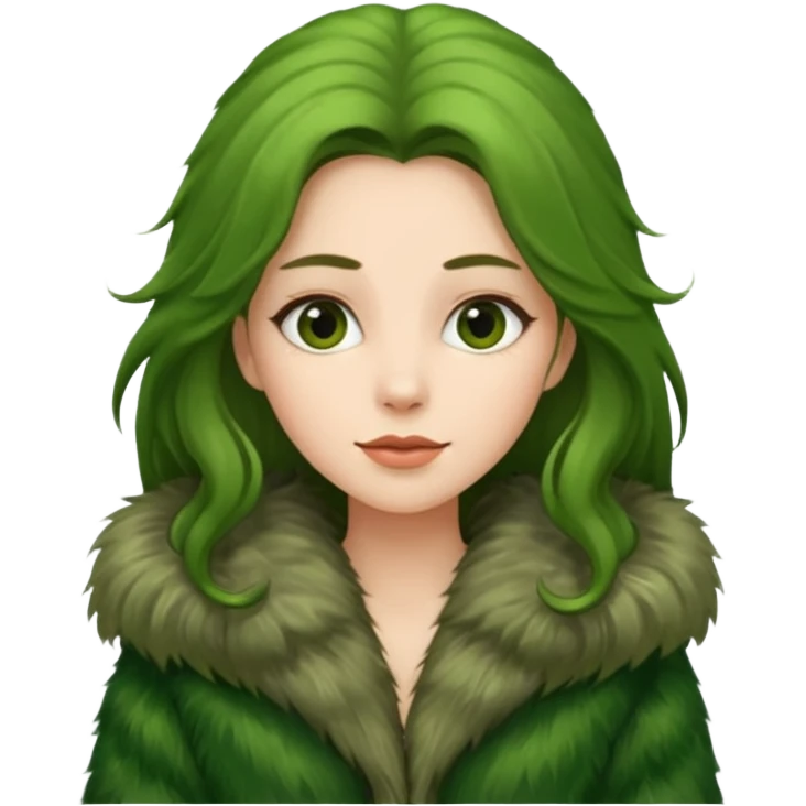 female in green fur coat emoji