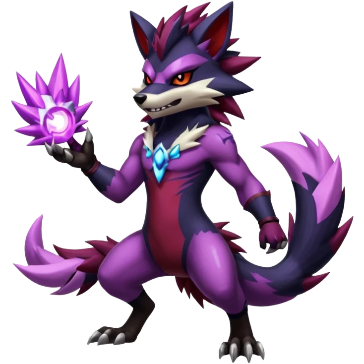 Shiny Anthropomorphic furry Badass cool Zeraora-Zoroark-Obstagoon--fusion emoji