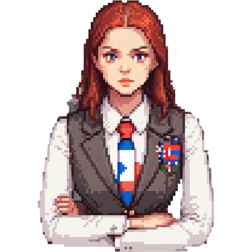 Russian Ministry of Finance employee dealing with sanctions, detailed, professional attire, serious expression, office setting, Russian flag elements subtly included emoji