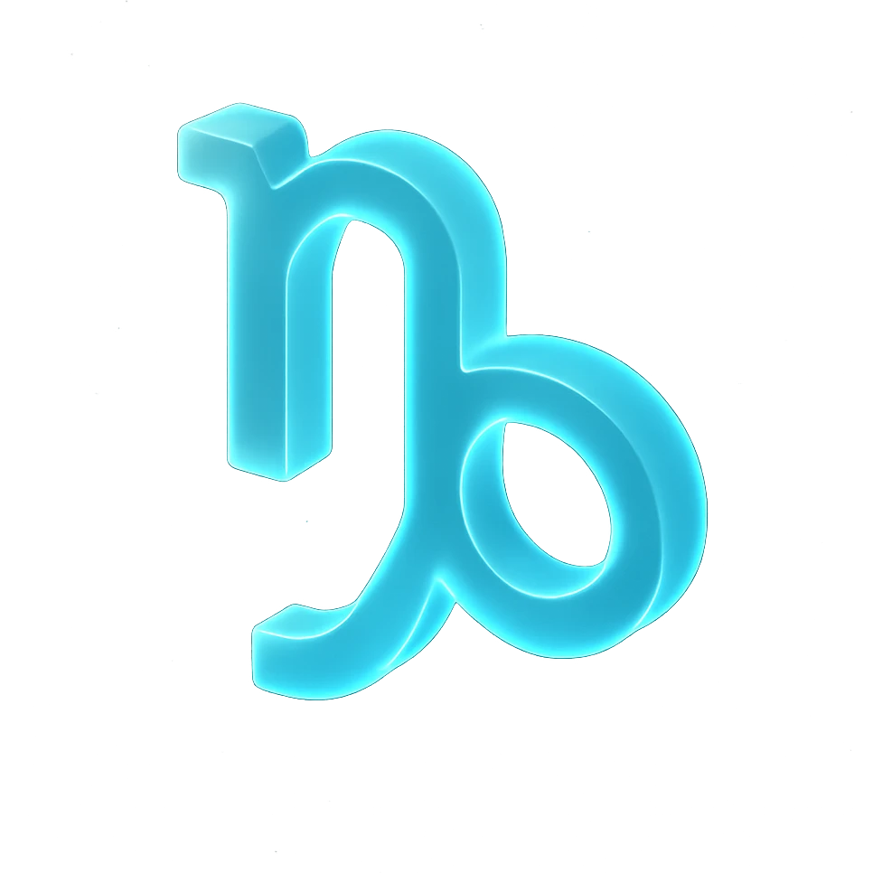 "A minimalistic glowing zodiac symbol ♑, centered on a dark cosmic background, symbol color #00d9ff, clean design, modern and luminous" emoji