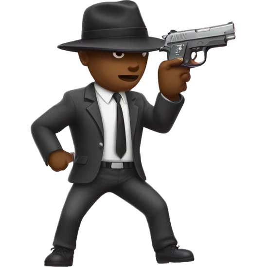 Gangster with cash raining down and a pink gun emoji