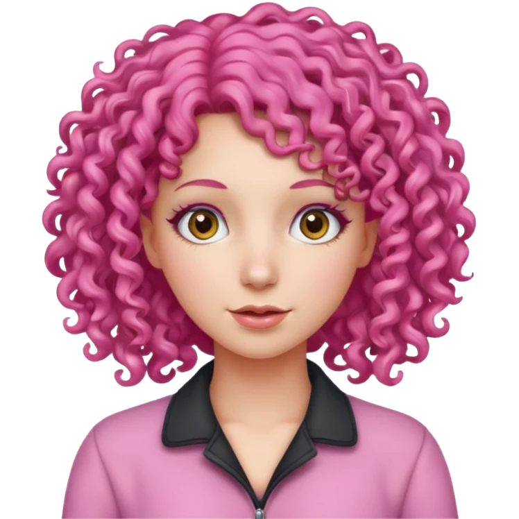 woman with pink curly hair emoji