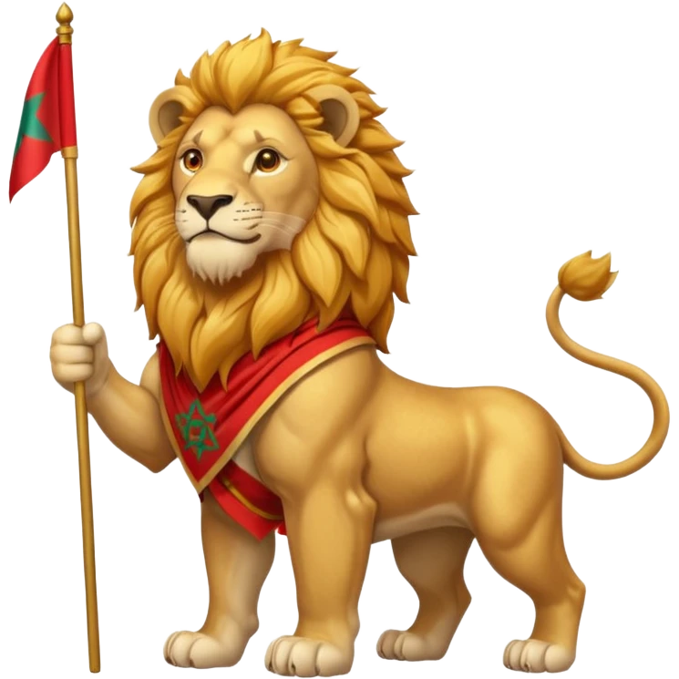 A atlas lion holding a morocco flag emoji