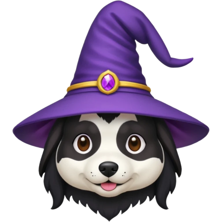 dog wear purple wicth hat emoji