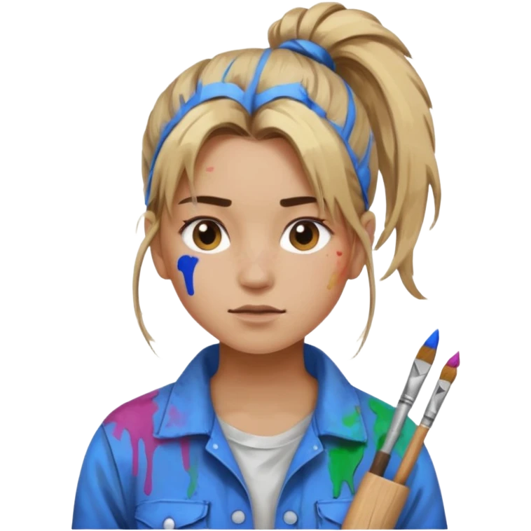 Artist with messy ponytail emoji