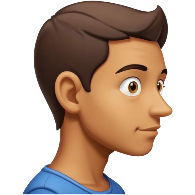 man with pinocchio effect, side view emoji