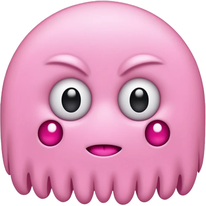 Pink Pacman ghost character with big girl eyelashes emoji
