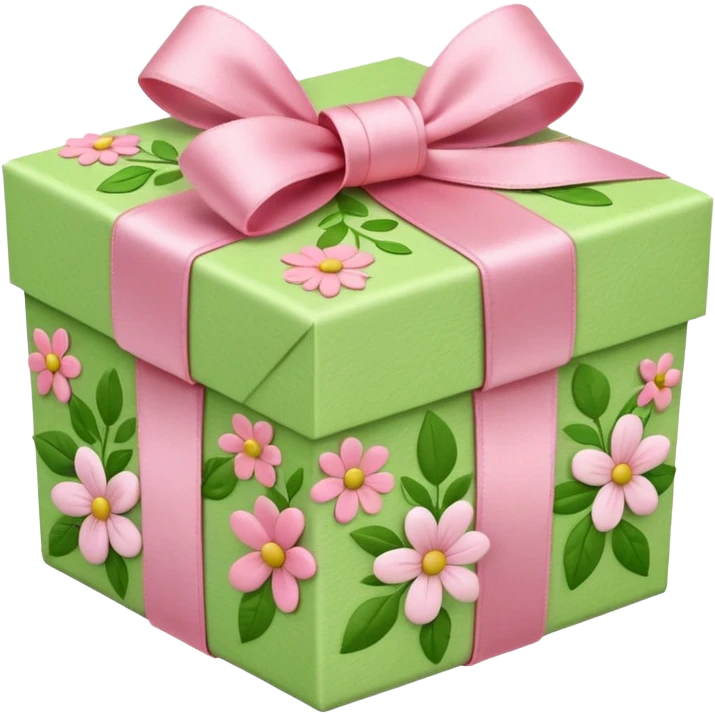light green and light pink floral gift box emoji