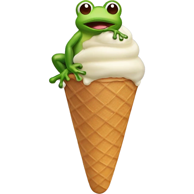 ice cream cone with frog on top emoji