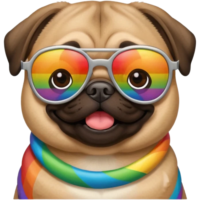 a pug with rainbow sunglasses  emoji
