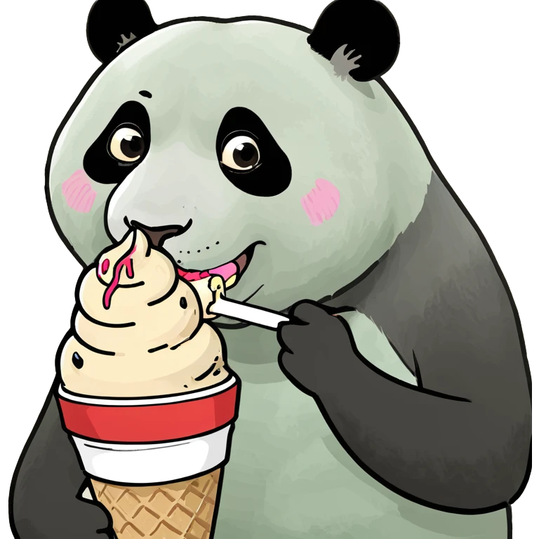 Panda eating ice cream emoji