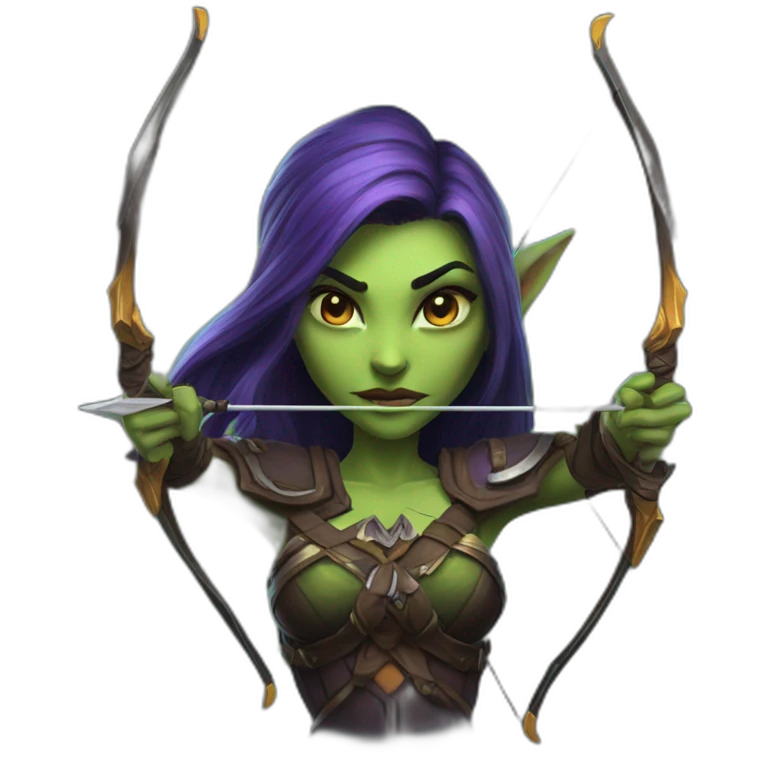 warcraft night elf hunter female holding bow emoji
