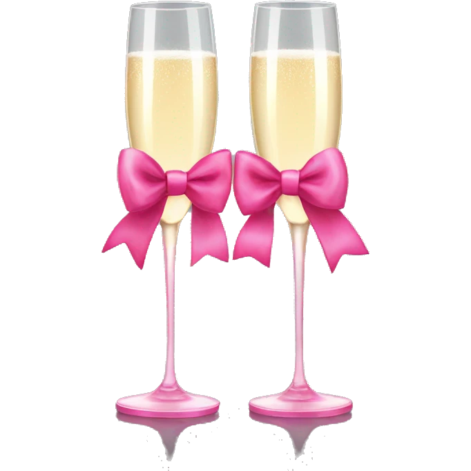 2 champagne glasses with pink bows on them emoji