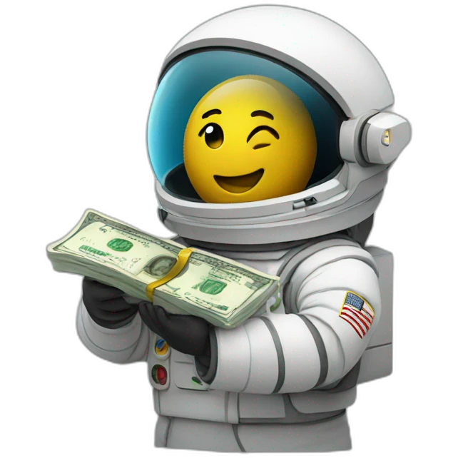 An astronate showing money emoji