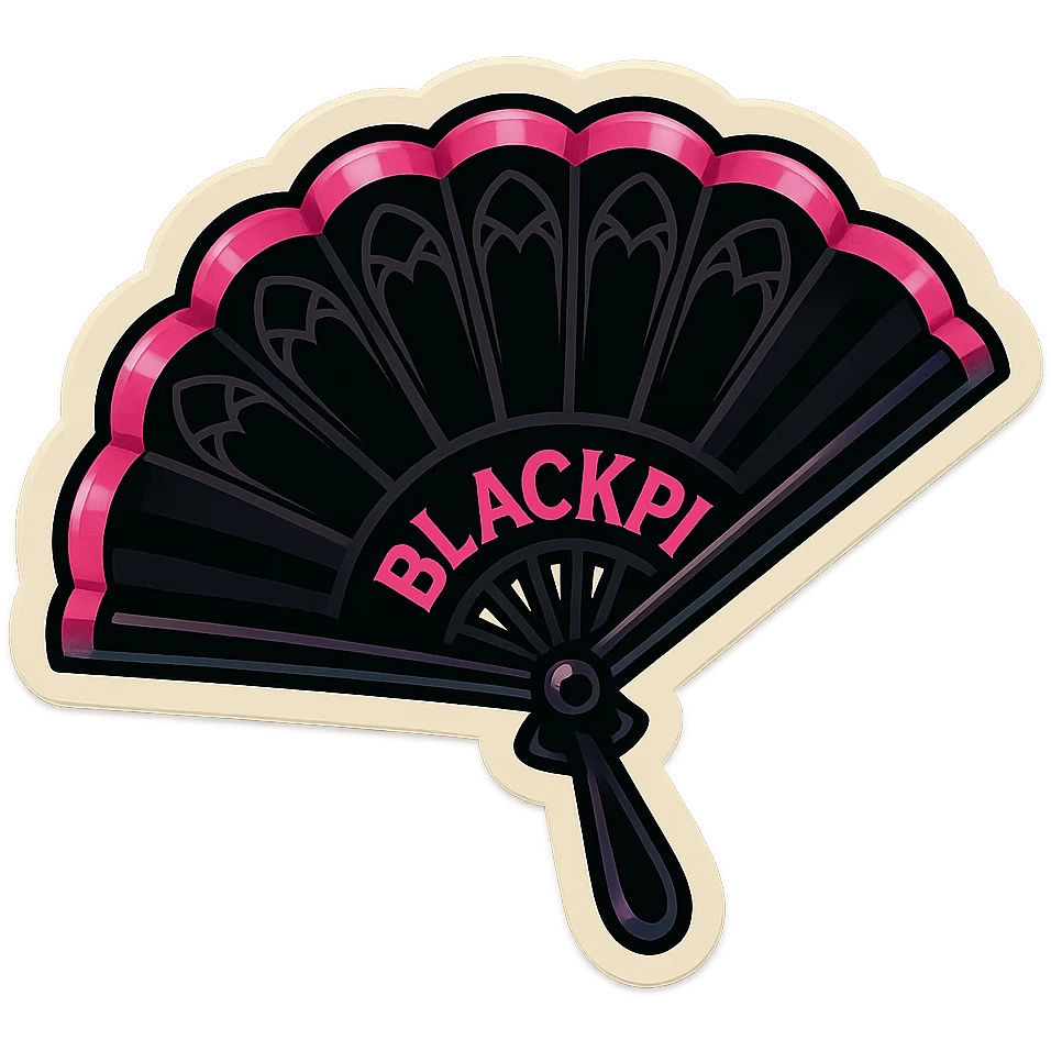 BLACKPINK-inspired gothic fan, no hearts, playful and stylish, black and pink palette emoji
