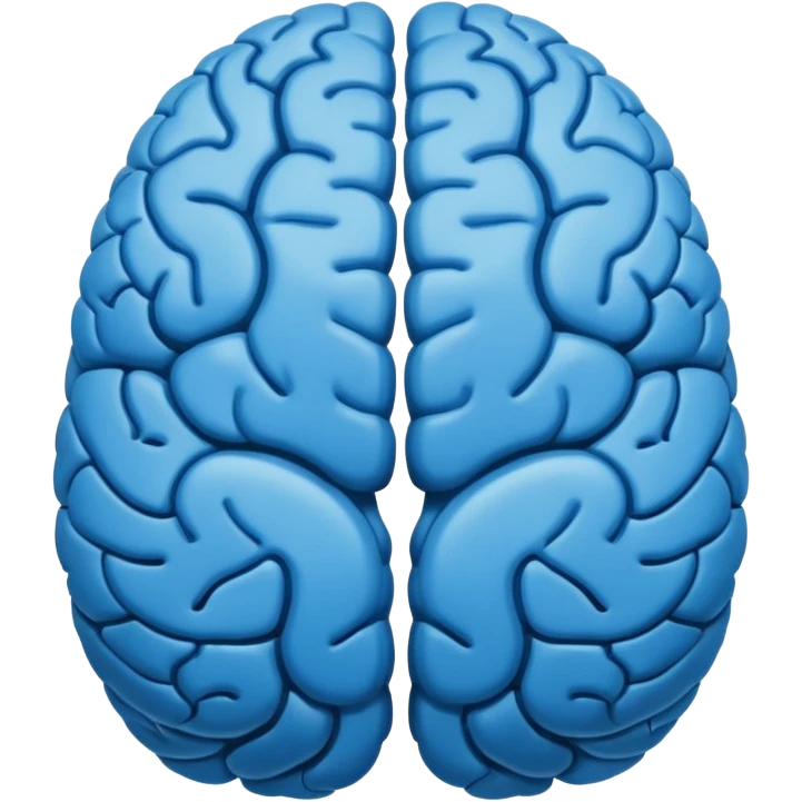A highly minimalist, clean icon. The icon is a single playing card or tarot card, shown from the back side (face down). The card is oriented vertically (portrait). integrate a stylized, symmetrical human brain. Blue color emoji
