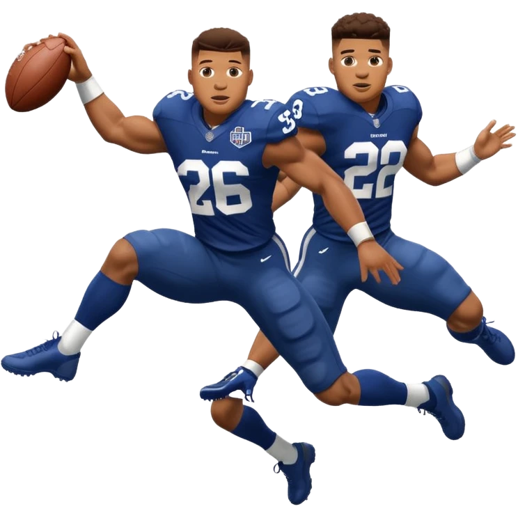 Saqoun Barkley hurdle over a 2 people emoji