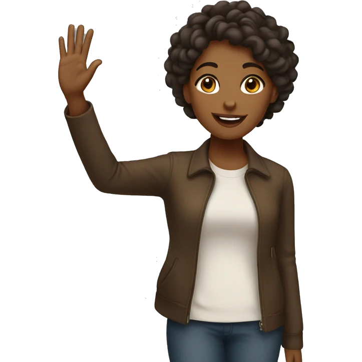Brown girl waving hello emoji