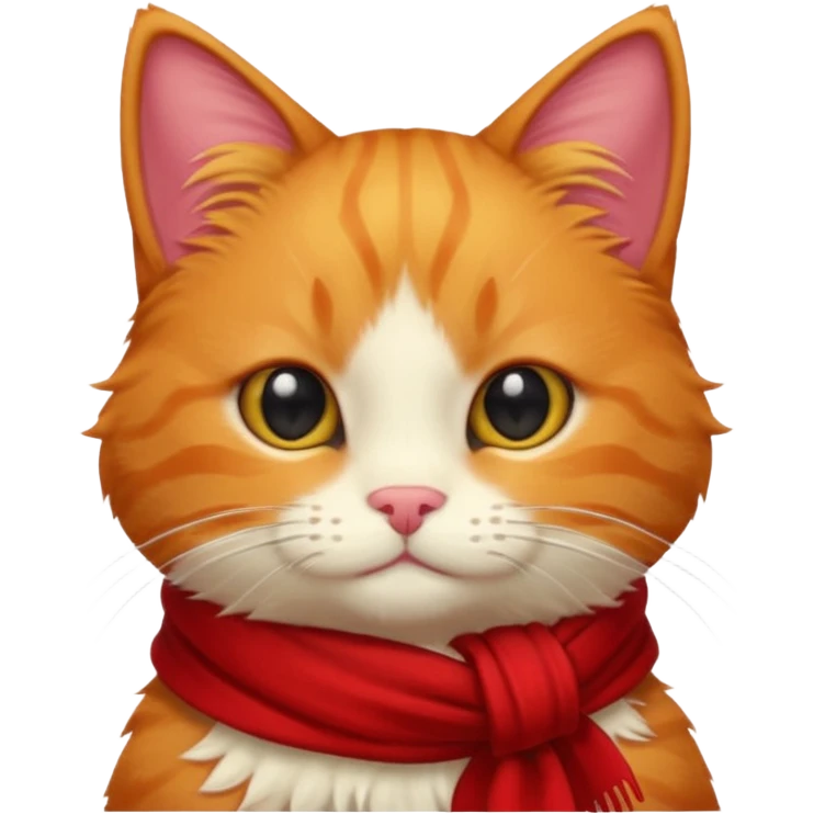 Рыжий котик с красным шарфом emoji