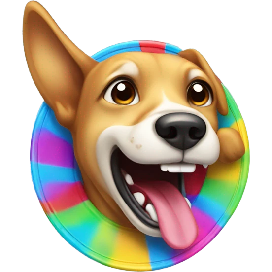 Dog biting frisbee emoji
