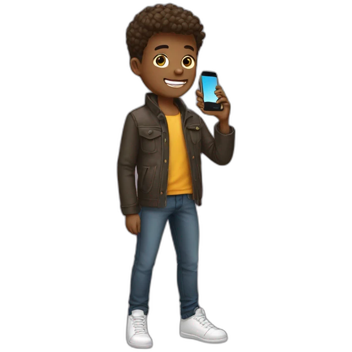 stylish boy with phone emoji