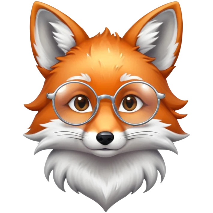 A sad fox with shimmering fur, a glowing tail, a silver star on its forehead, and round glasses, with a single tear rolling down its cheek emoji