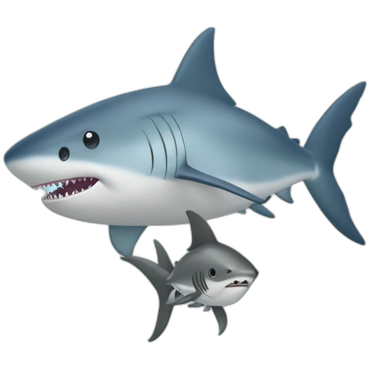fish with a big shark in the sea emoji
