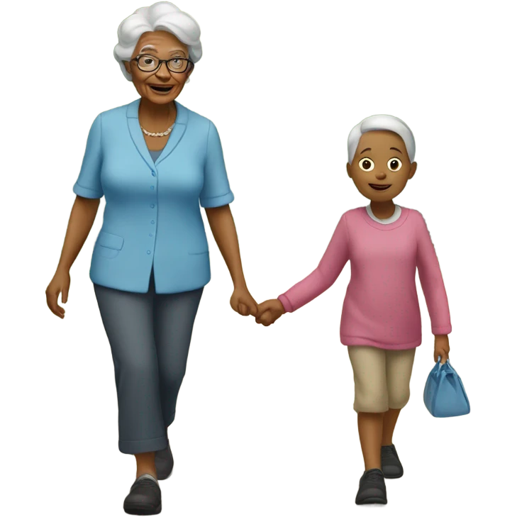 Grandma walking with granddaughter  emoji