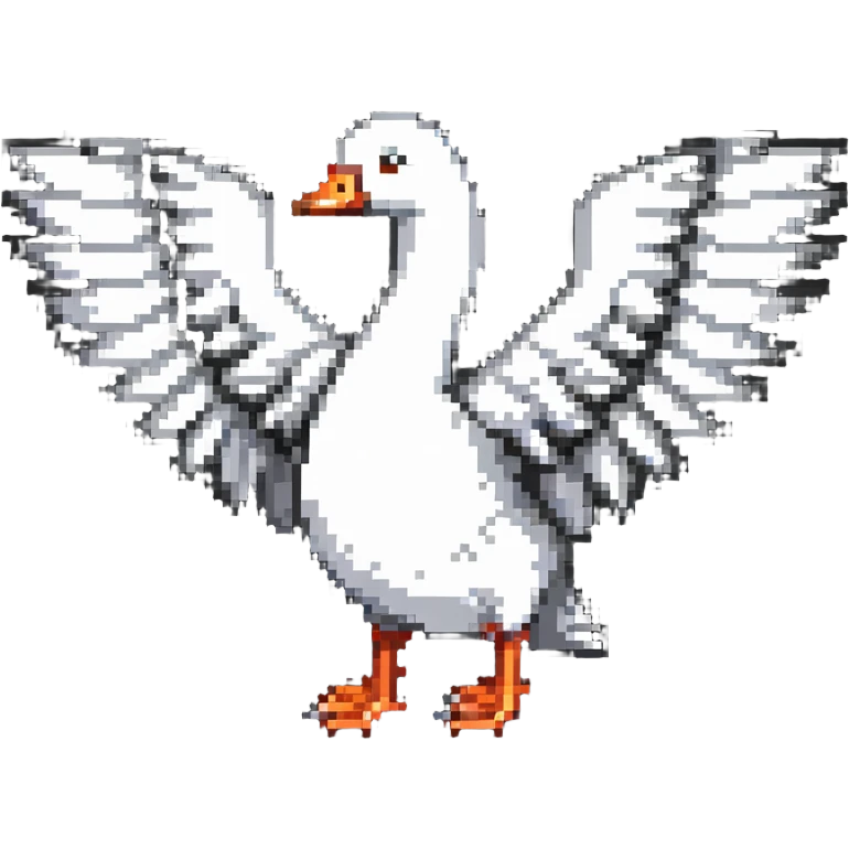 8-bit goose with wings fully extended in t position emoji