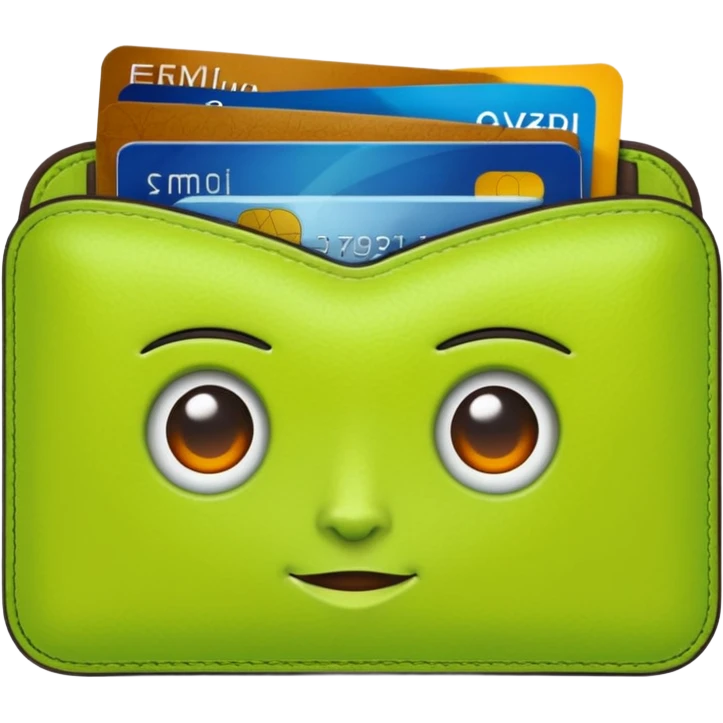 Girl’s lime green Wallet with Drivers License and Credit Card inside emoji