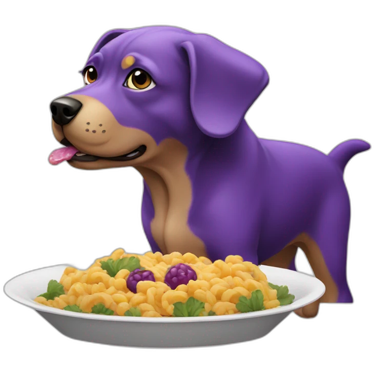 Purple dog eating  emoji