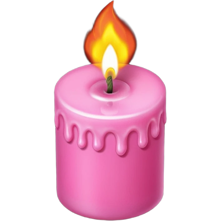 A drawing of a flaming pink candle that could be used at a romantic dinner table. The camera should be isometric at a Bird's-Eye View angle. emoji