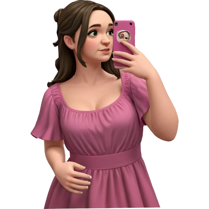 bathroom selfie in pink dress emoji