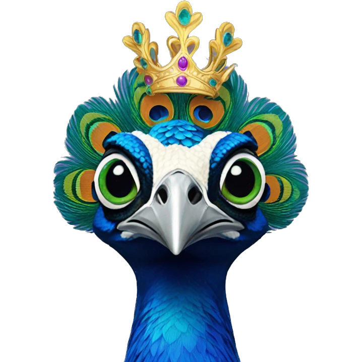 peacock wearing a crown emoji