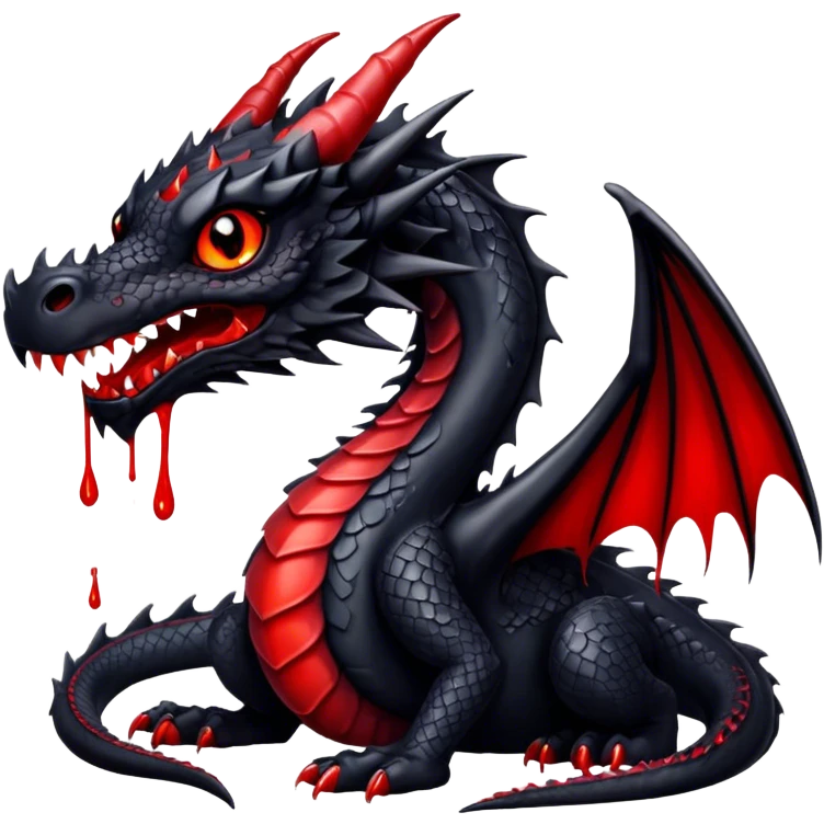 Black dragon with blood drips emoji