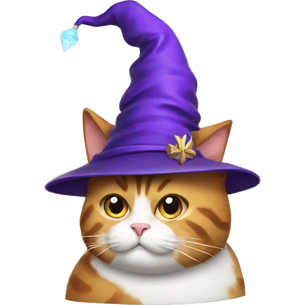 Fat cat with a wizard hat emoji
