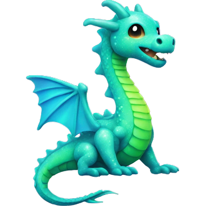 Kawaii neon glitter sea dragon emoji    emoji