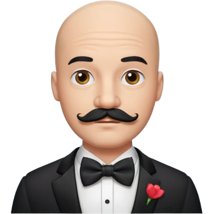 Bald guy with thick black mustache & bow tie emoji