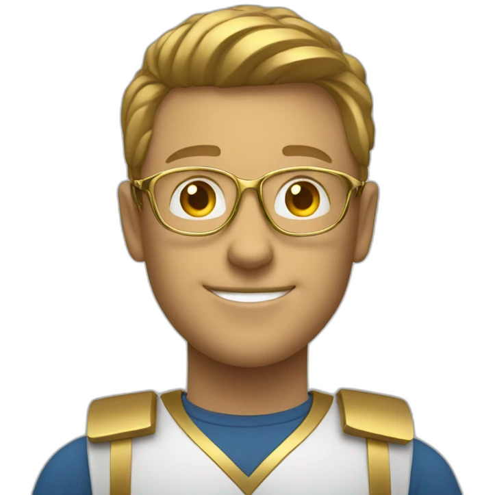 cyber security fellow with blue eyes gold color glasses border medium smile emoji