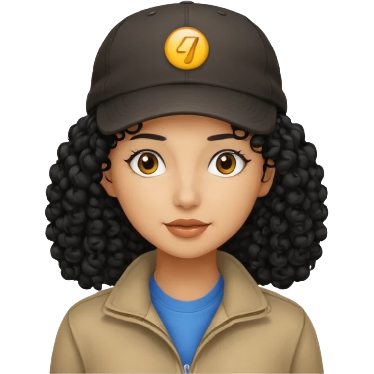 curly haired woman with cap emoji