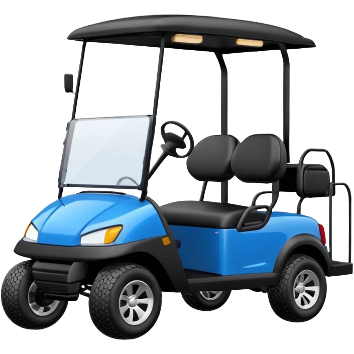 Electric blue golf cart with black seat and top emoji emoji