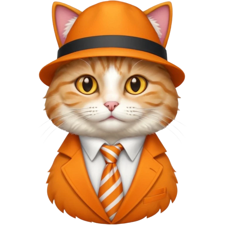 half body cat with ties and hat emoji