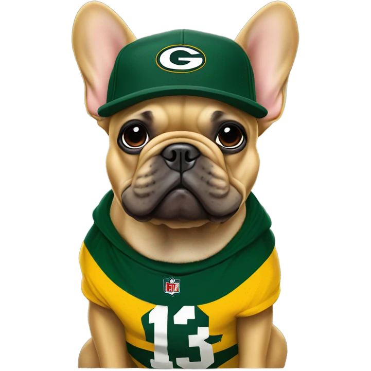 Tan French bulldog Greenbay Packer fan  emoji