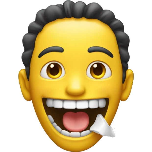 Smiling emoji with yellow bone in its mouth emoji